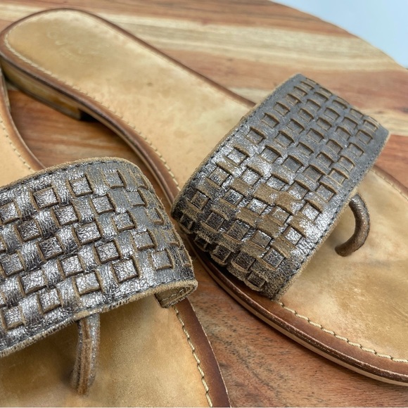 Seychelles Weekender City Slicker Woven Leather Sandals Metallic Pewter Size 9 - Picture 5 of 7
